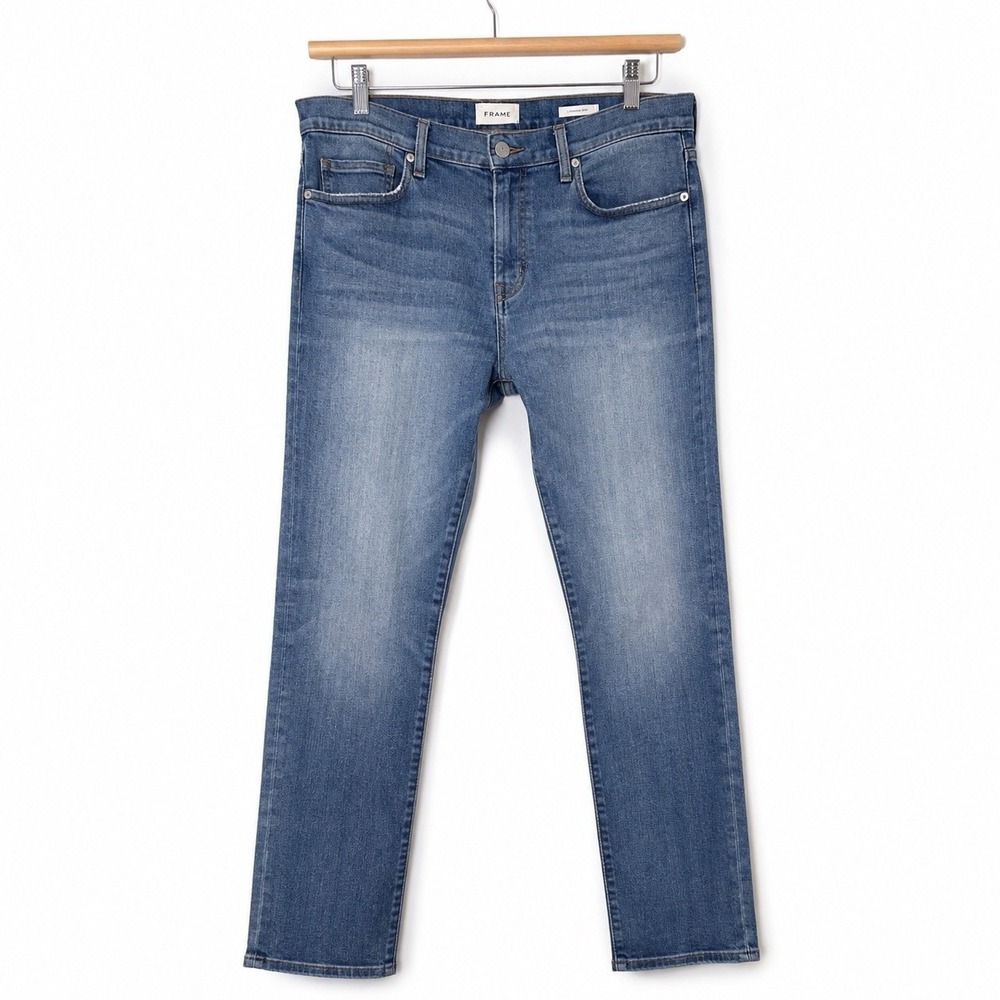 Frame L Homme Slim Jeans Mens 36 38x32 Blue Medium Wash Faded Denim USA Made
